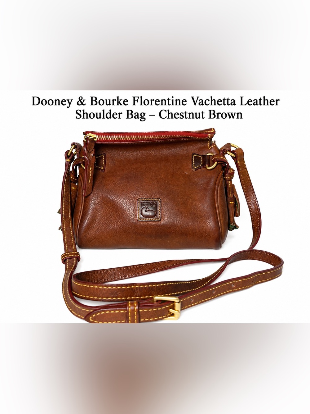 Dooney & Bourke Florentine Vachetta Leather Tassel Crossbody Bag Chestnut Brown